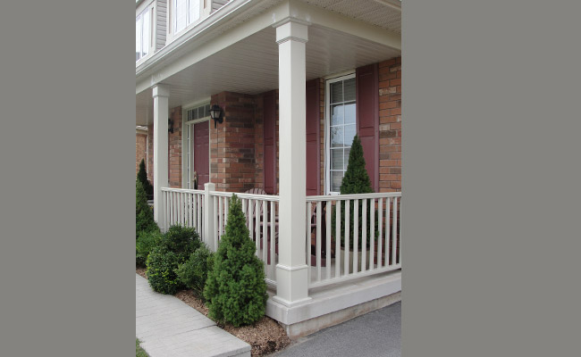 vinyl square columns on a porch