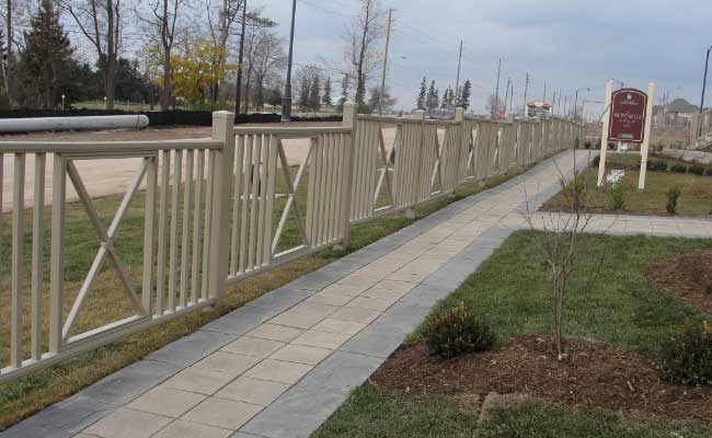 vinyl railing on a slope