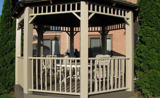 gazebo with vinyl railing